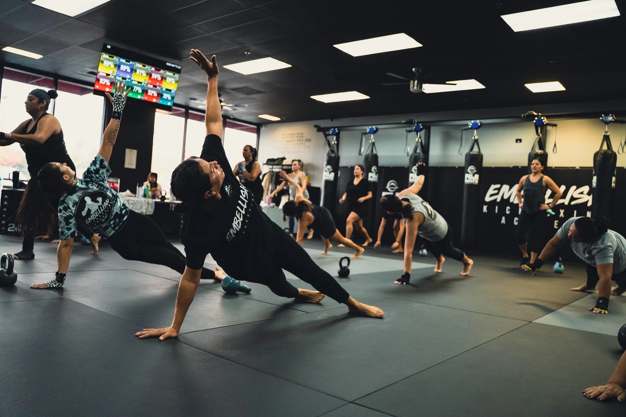 Adult kickboxing and fitness classes at Embellish in Elk Grove